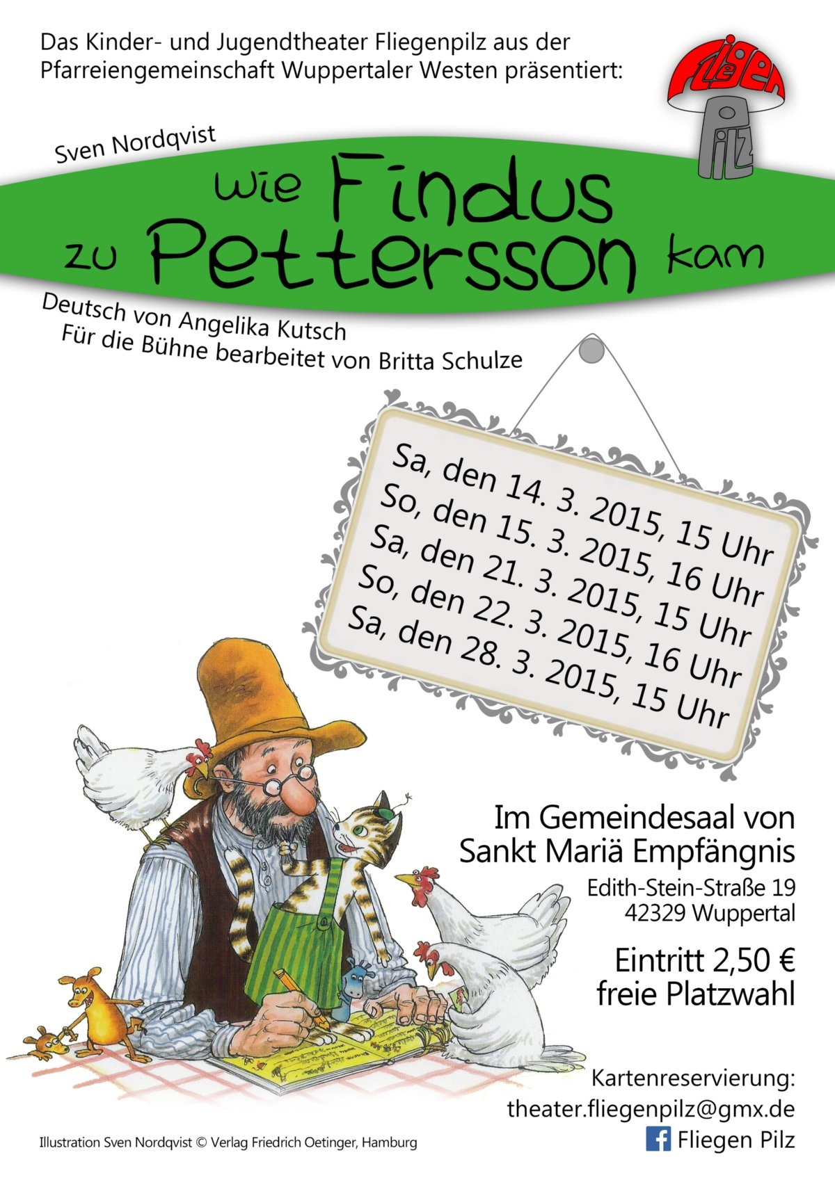 Plakat 2015 Pettersson und Findus (c) J. Budschun